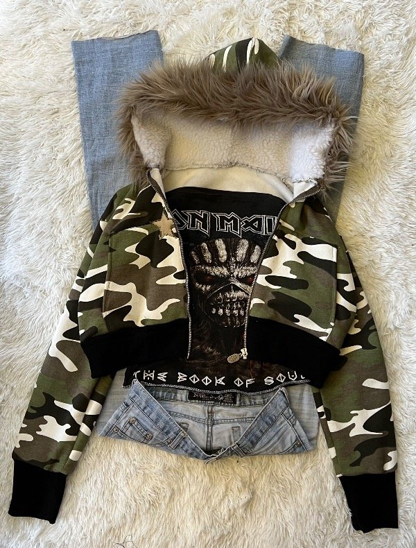 Croptop hoodie zip y2k de talle M