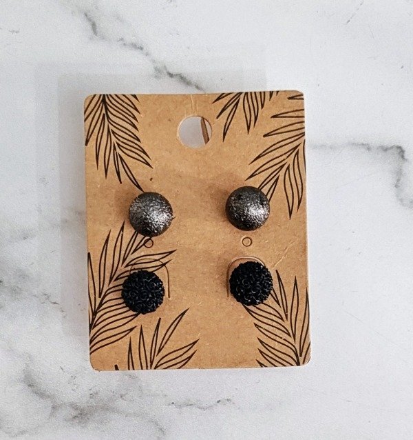 Producto - Combo Bolitas de Fuego Negras con Aros Bolitas Esmeriladas