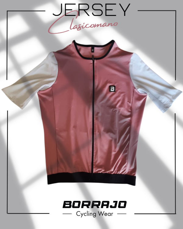 Producto - JERSEY BORRAJO CLASICOMANO ROSA PALIDO/BLANCO