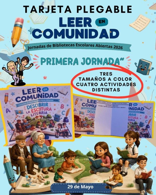 Producto - TARJETAS PLEGABLES. PRIMERA JORNADA. LEER EN COMUNIDAD. DESCUBRIR