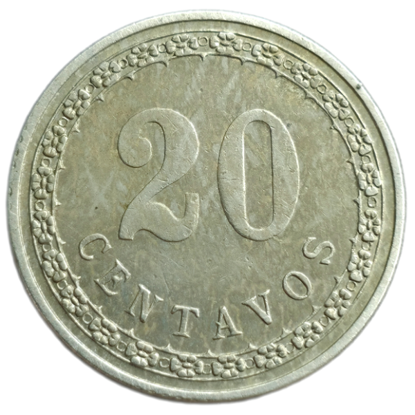 Producto - Paraguay 20 Centavos 1908 (Muy Escasa) Km#11 VF
