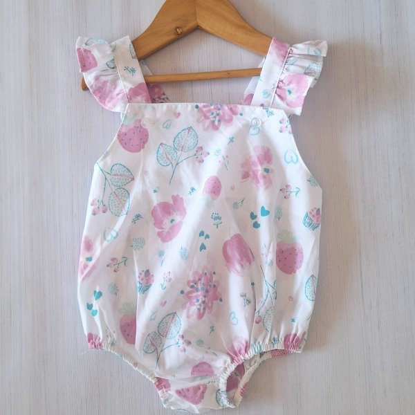 Producto - Body Poplin Blanco Frutillita Rosa