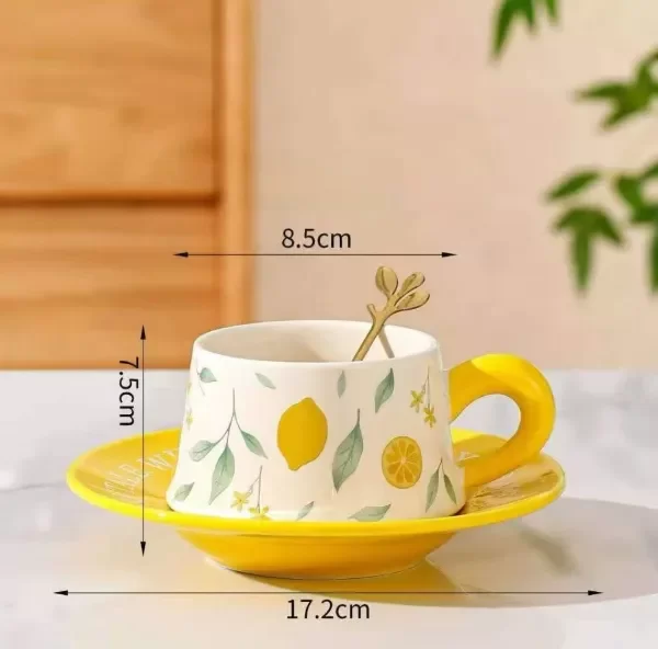 Producto - TAZA CERAMICA CON PLATO LIMON AMARILLO
