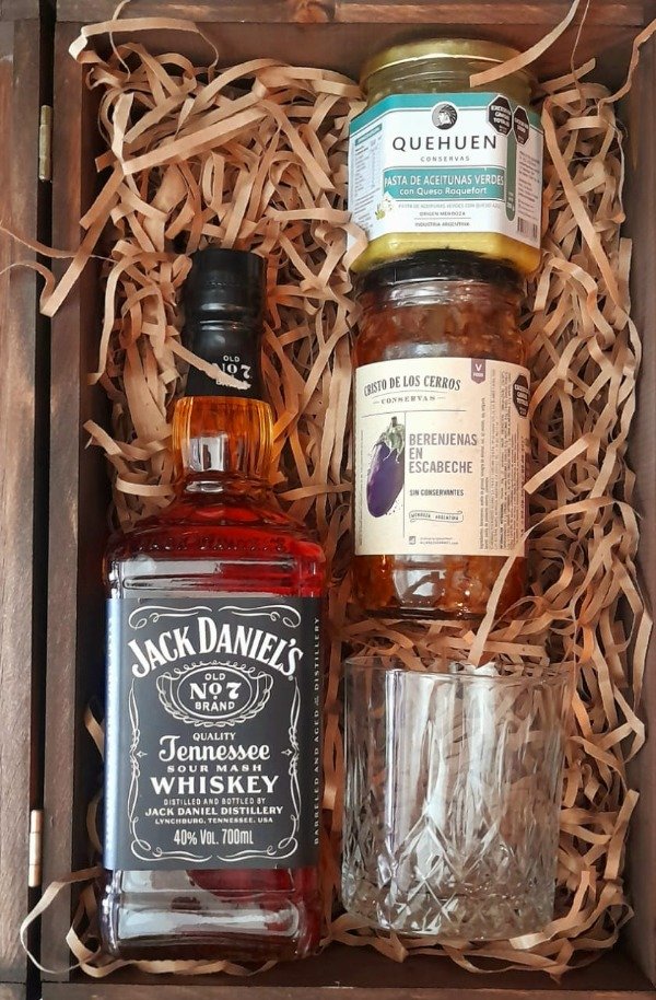 Producto - Jack Daniels N 7 Bourbon 700ml + Vaso - Box Madera