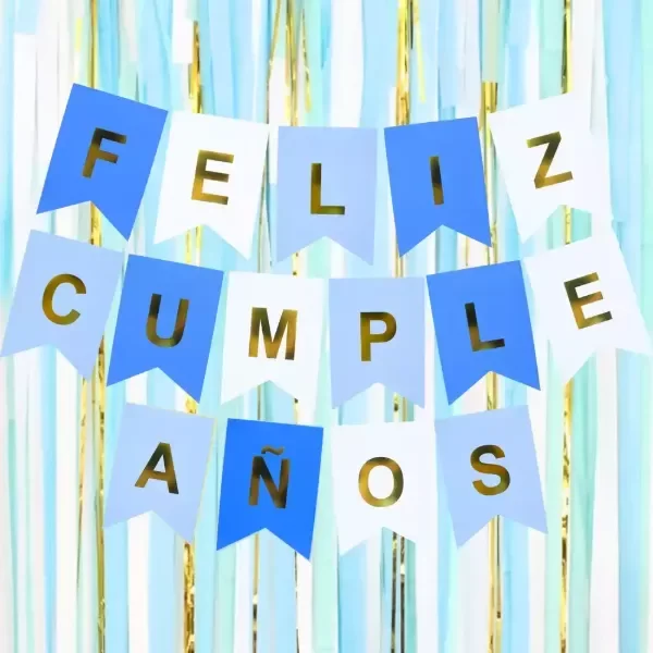 Producto - Banderín Feliz Cumpleaños combinado celeste.