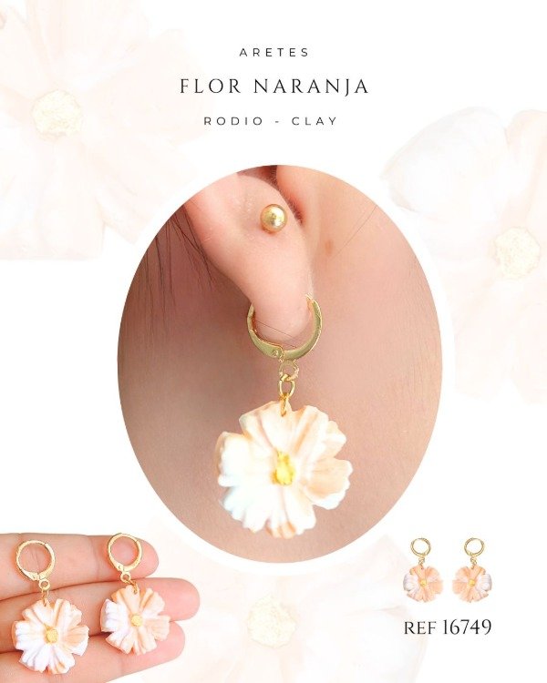 Producto - ARETES FLOR NARANJA REF 16749