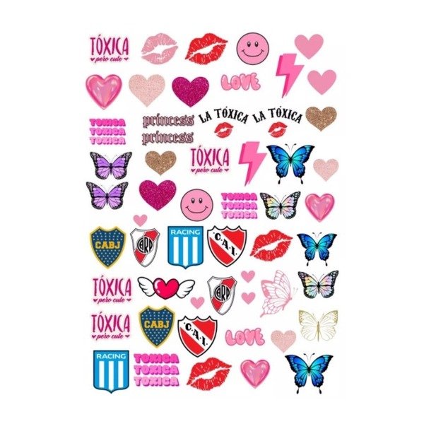 Producto - PLANCHA A4 PREDISEÑADA TENDENCIAS Y FUTBOL - TATUAJES TEMPORALES - 1