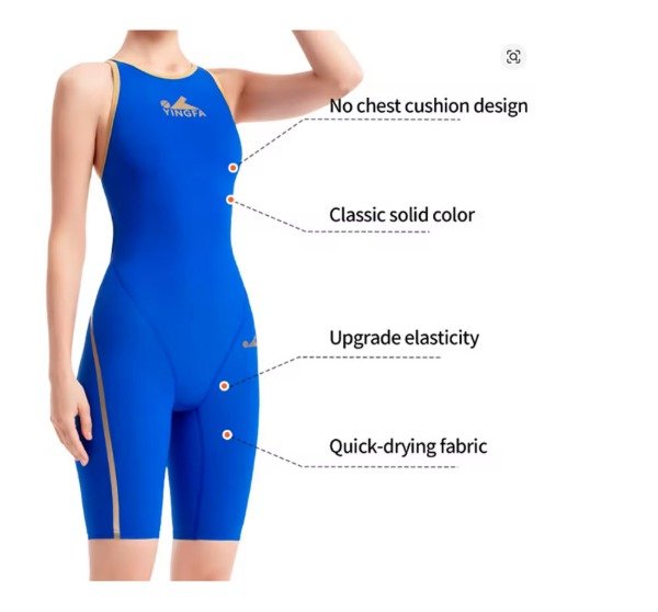 Producto - Traje de Baño de Competición Goldswim Azul Niña/Mujer FINA - 3