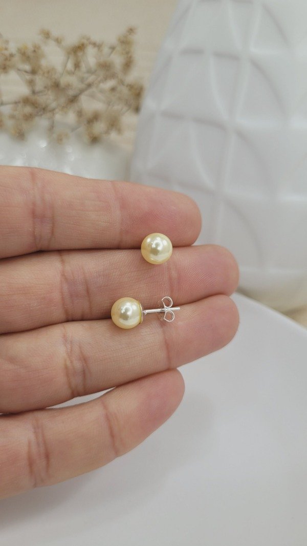 Producto - Aros de Plata Perla 8mm (AR218)