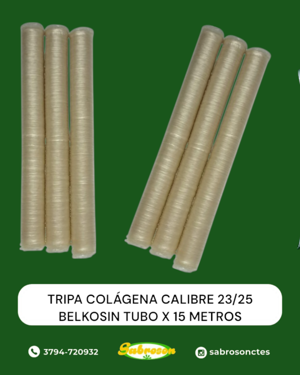 Producto - Tripa Colágena Comestible Calibre 23 Para Salchichas Belkozin X 3 Un