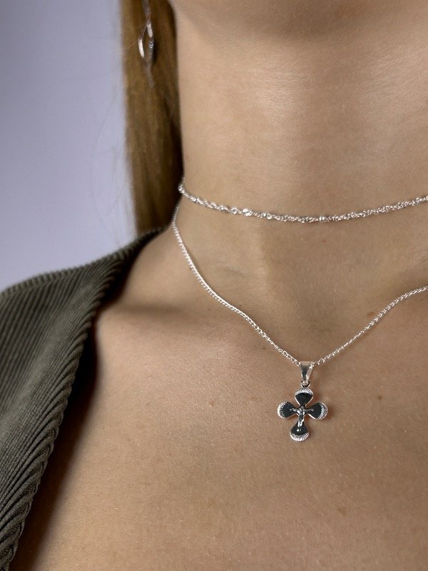 Producto - CADENA DE PLATA CRUZ REDONDEADA 0251