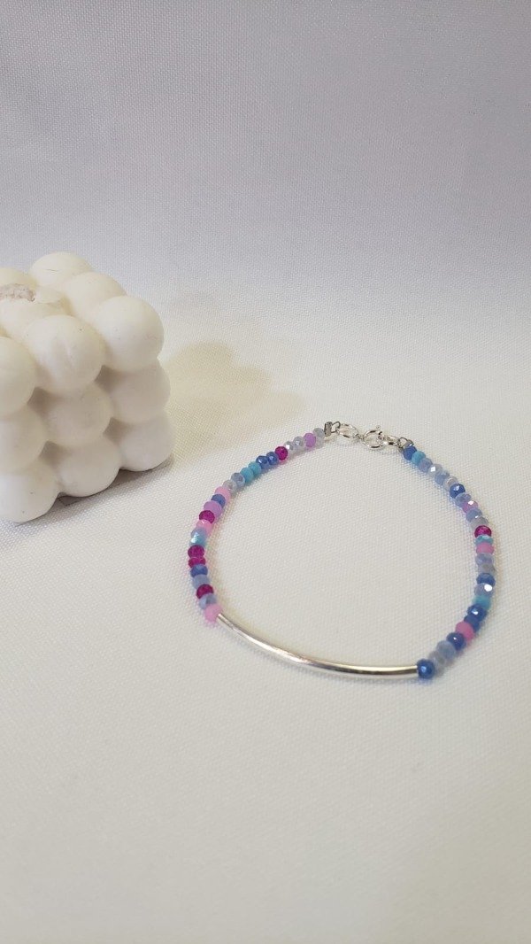 Producto - Pulsera piedras colores plata