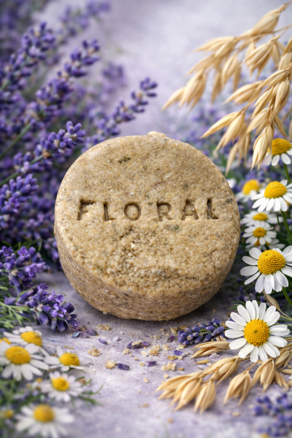 Producto - MINI SHAMPOO SÓLIDO FLORAL - Cabello normal. También seco-