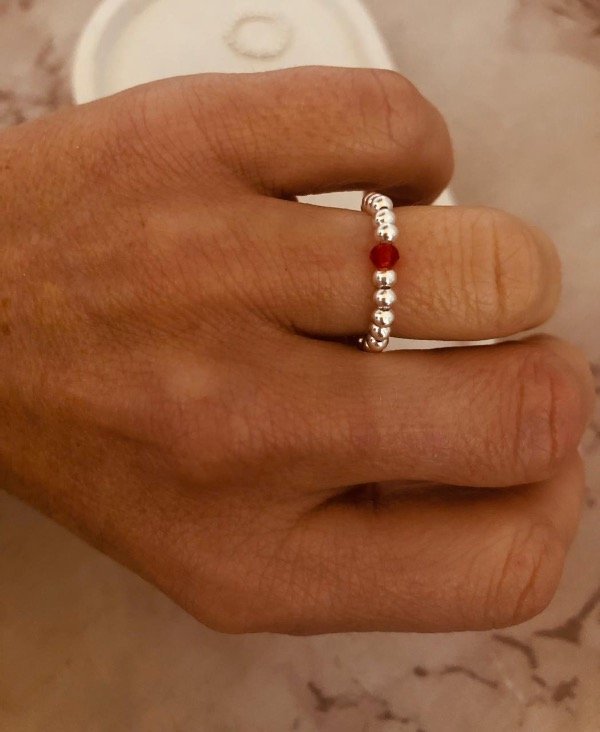 Producto - Anillo abundancia Rojo Plata elastizado