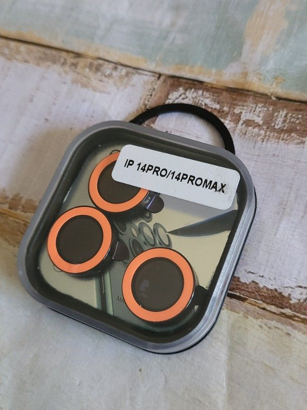 Producto - Protector de cámara Iphone 14 Pro / Pro Max naranja