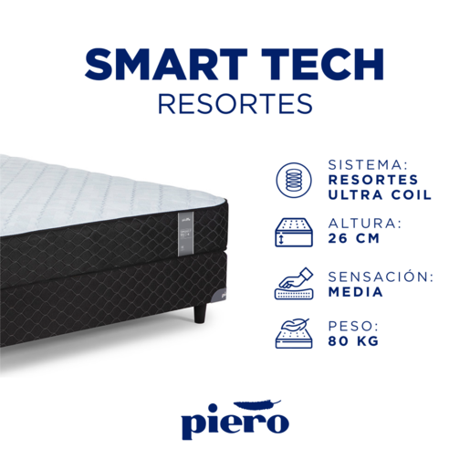 Producto - Sommier y Colchón Piero Smart Tech Resortes 190x80 - 9