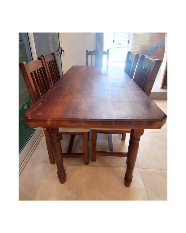 Producto - Mesa de algarrobo y 6 sillas para retapizar / 80x170 / juntos o separados