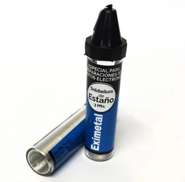 Producto - Estaño Eximetal Tubo por 3 Mtrs de o,8 mm, 60/40 Alambre