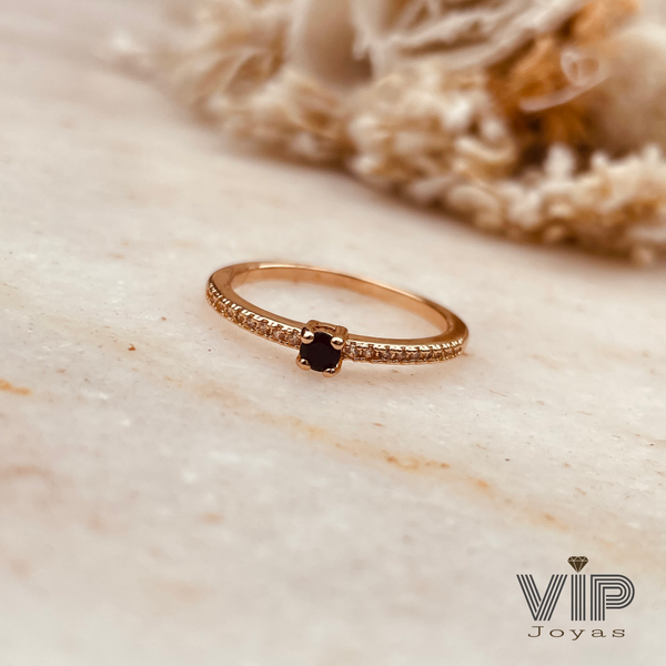 Producto - Anillo Cubic Negro Baño Oro 18K