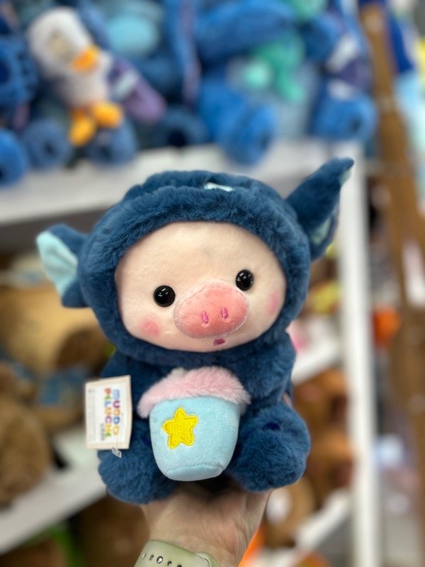 Producto - Peluche CHANCHO c/Disfraz STITCH c/Corazon Premium Pequeño
