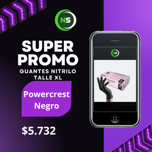 Producto - Guantes Nitrilo Negro XL Powercrest