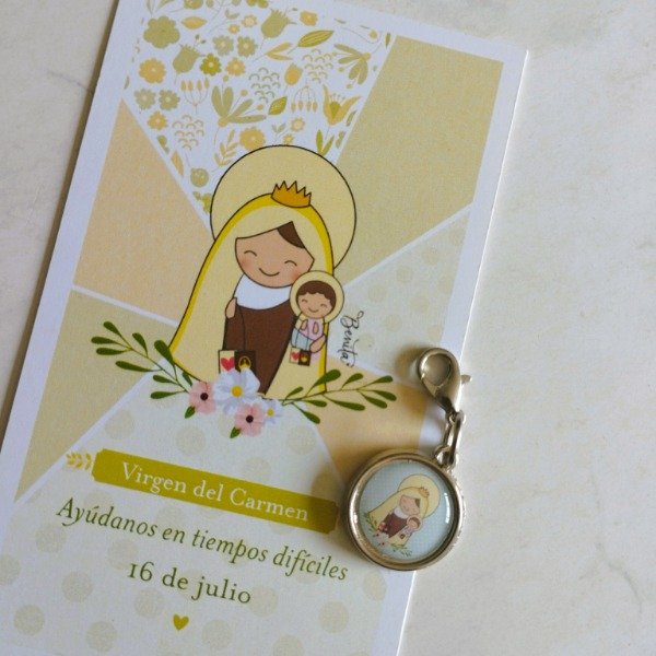 Producto - REGALO PACK ESTAMPA ADVOCACION CON MEDALLITA - VIRGEN DEL CARMEN