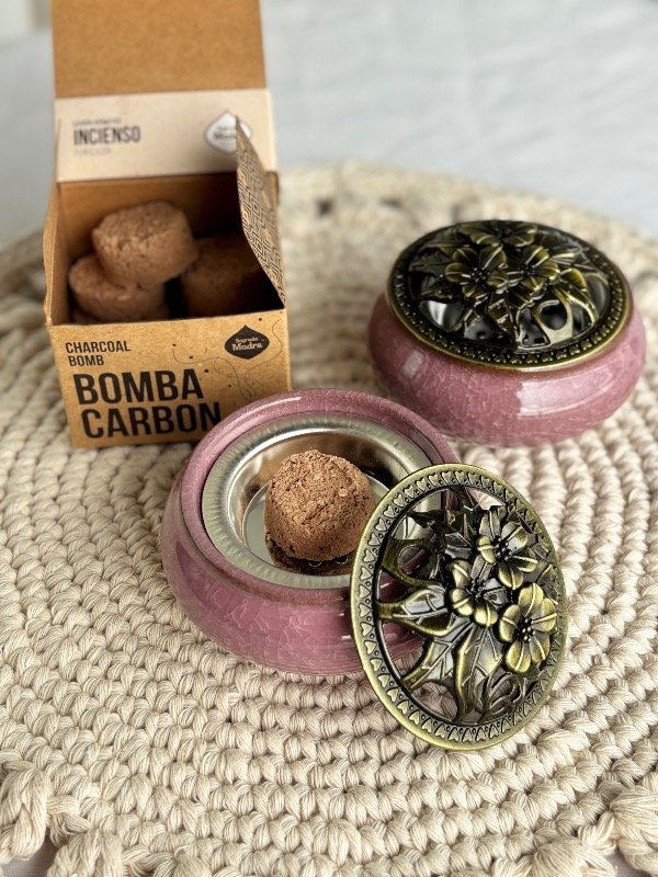 Producto - Quemador Sahumador de Cerámica con Tapa Labrada