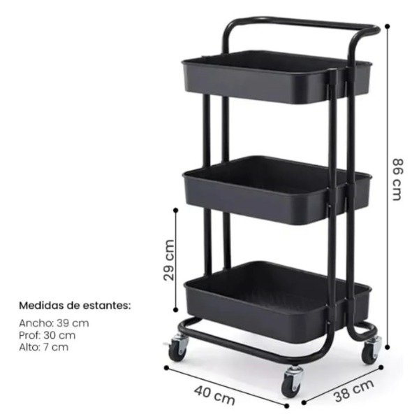 Producto - Carrito Organizador Auxiliar Negro