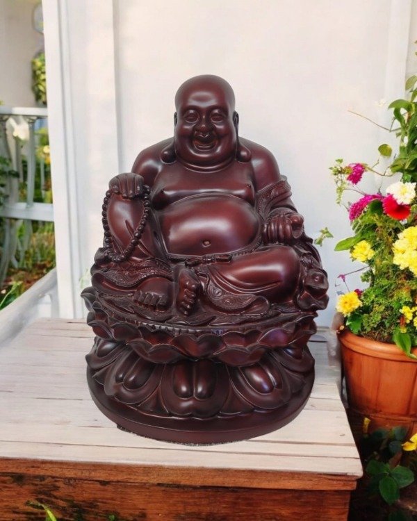 Producto - Buda sonriente feliz gigante simil madera 40cm