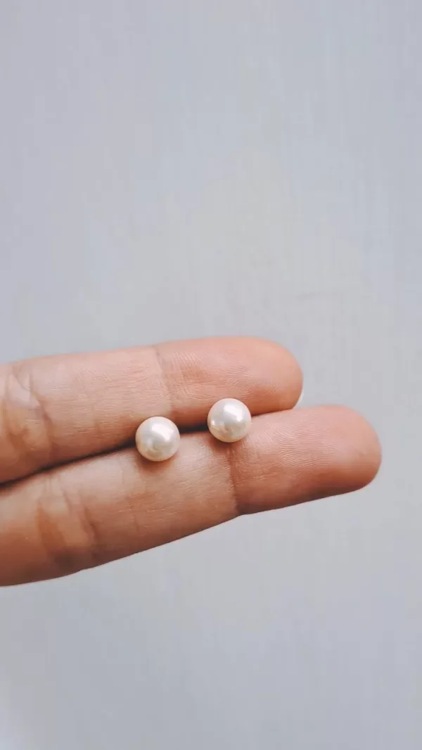 Producto - Aros de Plata Perlas Blancas 7mm pegadas (por par)