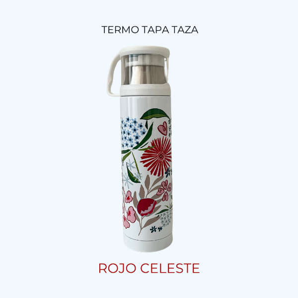 Producto - Termo Tapa Taza Rojo Celeste