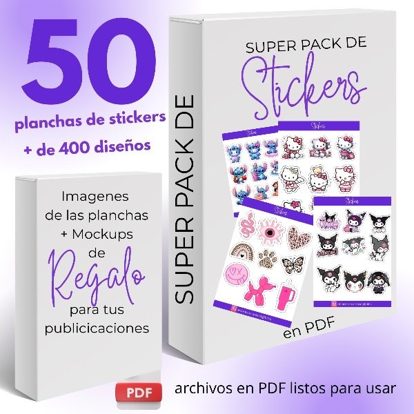 Producto - Super pack 50 planchas de stickers
