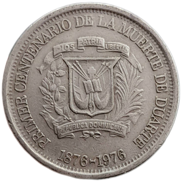 Producto - República Dominicana 25 Centavos 1976 Aniversario Juan P.Duarte Km#43 VF