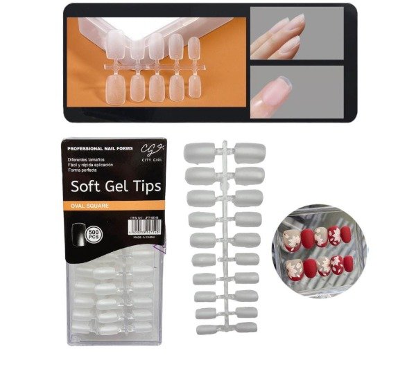 Producto - TIPS CUADRADOS OVALADOS PRELIMADOS DE CITY GIRL X TIRA