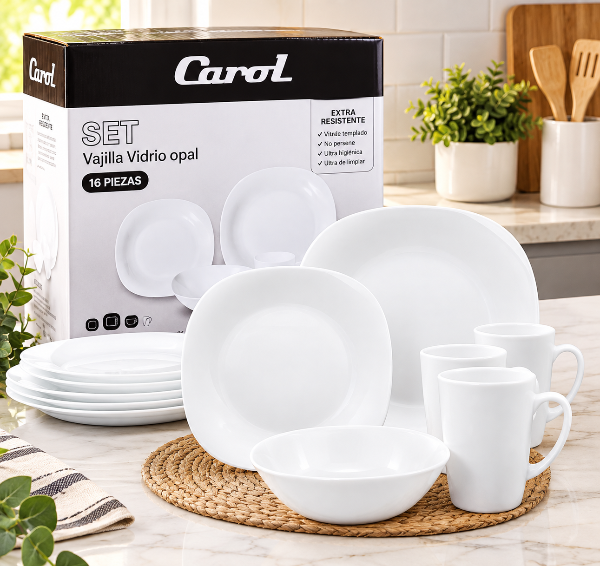 Producto - Set 16 piezas platos + bowl + jarros mug -64016