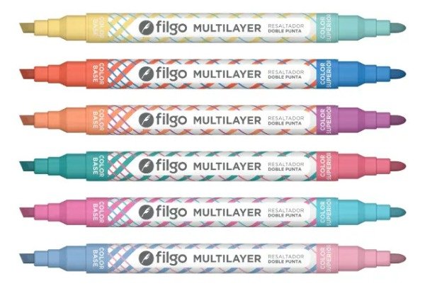 Producto - Resaltador Filgo Doble Punta X 6 Multilayer - 1