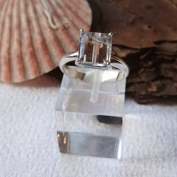 Producto - Anillo plata 925 morganita rectangular n16