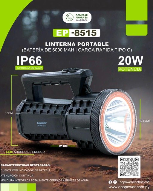 Producto - LINTERNA ECOPOWER EP-8115 RECARGABLE