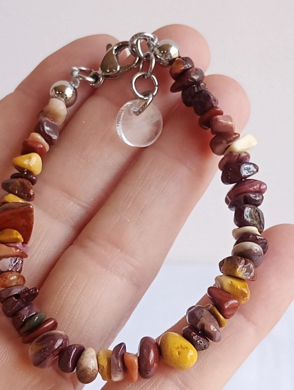 Producto - Pulsera piedras jaspe mokaita acero