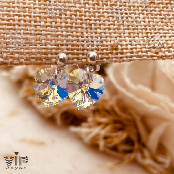 Producto - Aros Pasantes Corazón Tornasol Plata 925