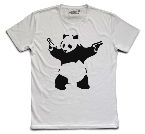 Producto - Remera Bansky - Panda - Blanca