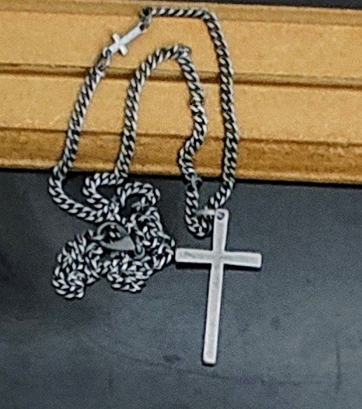 Producto - Cadena Plata Vieja Crucesita en la Cadena y Dijé Cruz 60 cm