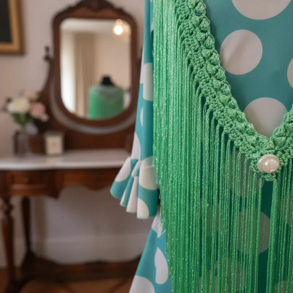 Producto - Tira De Flecos Para Escote Recta 100 Cm Verde Agua