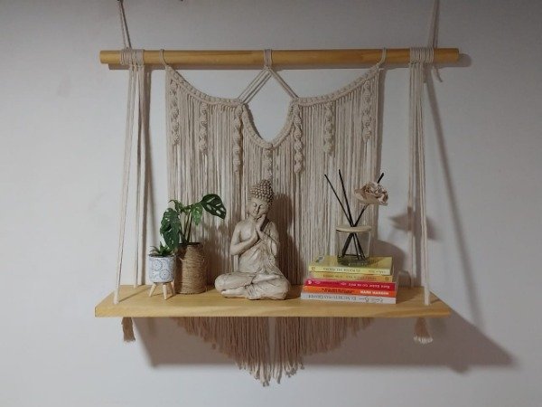 Producto - Repisa macramé grande, madera de 80x24cm (POR ENCARGUE) - 1