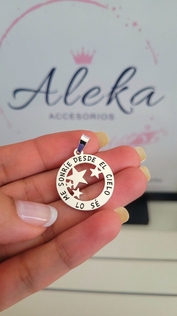Producto - Dije con frase me sonríe desde  el cielo de acero blanco
