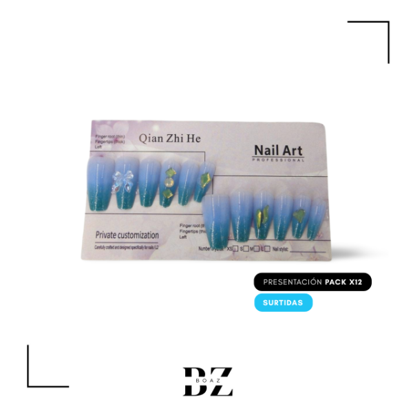 Producto - UÑAS DECORADAS CON APLIQUE X 12 PACK DE 12 PCS EN CARD - 2024-2