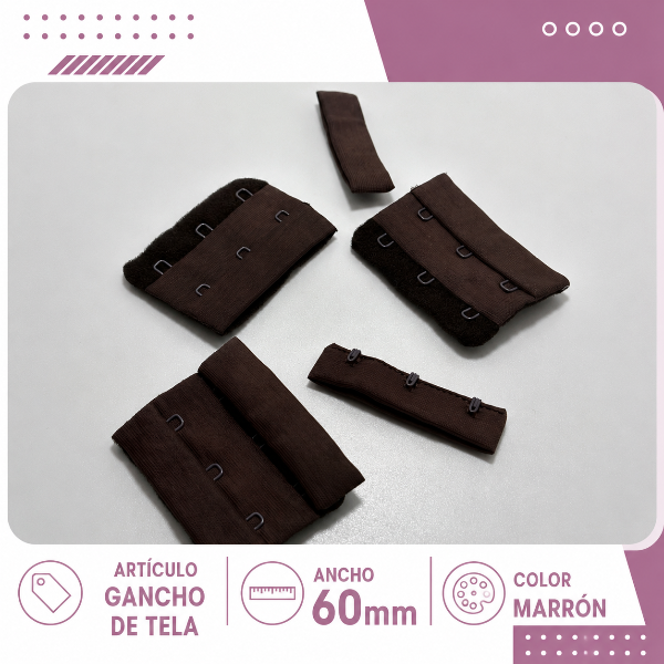 Producto - Gancho de tela 60mm marrón (por unidad)