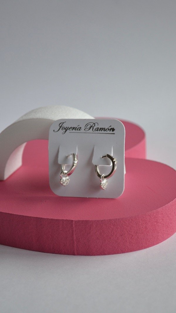 Producto - Aros argollas dije corazón de plata 925