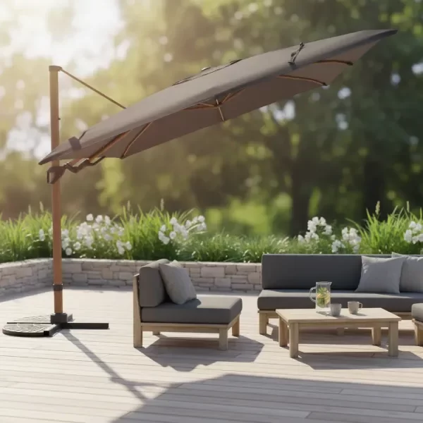 Producto - Sombrilla parasol lateral colgante importado Excentrica Negra 3x3mts Giant