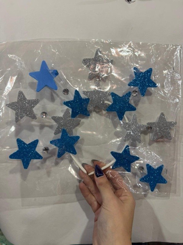 Producto - VINCHA LLUVIA DE ESTRELLAS ARGENTINA CON BRILLO "MUNDIAL"